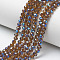 Electroplate Glass Beads Strands, Half Plated, Blue Plated, Faceted, Rondelle, Sienna, 4x3.5mm, Hole: 0.4mm, about 100~110pcs/strand, 14.5~15.7 inch(37~40cm)