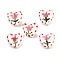 Handmade Porcelain Beads, Hand Painted Tulip Flower Ceramic Beads, Heart, Famille Rose Porcelain, 14x14.5~15x6.5~7mm, Hole: 3mm