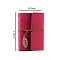 PU Leather Cover Binder Notebooks, Travel Journal, with String, Leaf Pendants & Kraft Paper, Rectangle, Cerise, 145x110mm