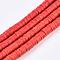 Handmade Polymer Clay Beads, Disc/Flat Round, Heishi Beads, Red, 6x1mm, Hole: 2mm, about 380~400pcs/strand, 17.7 inch