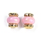 Resin Beads with Brass Rhinestone Rondelle, Lantern-Shaped, for Bracelets, Necklaces, Pen Decor, Cadmium Free & Lead Free, Pearl Pink, 14.5x13.5mm, Hole: 3.5mm