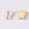 Alloy Acrylic Pendants, Butterfly, Light Gold, Floral White, 14x16.5x3mm, Hole: 1.6mm