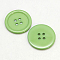 Resin Buttons, Dyed, Flat Round, Light Green, 15x2.5mm, Hole: 2mm, 395pcs/bag