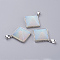 Opalite Pendants, with Brass Finding, Pyramid, Platinum, 28.5x32x13mm, Hole: 3.5x6mm