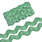 Polyester Ribbons, Wave Shape, Green, 1-1/2 inch(38mm)~1-5/8 inch(40mm), 10Yard/card