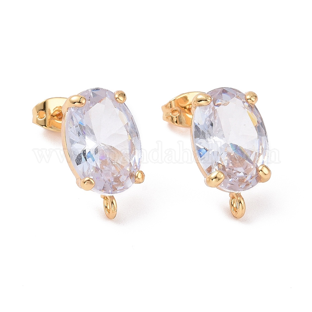 LiQunSweet 20 Pcs Brass Teardrop CZ Stud Earring Findings – DIY Jewelry Making Supplies With Loop For Dangles - View #3