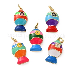 Brass Micro Pave Clear Cubic Zirconia Pendants, with Enamel, Mixed Color, Fish Charms, Real 18K Gold Plated, 20.5x11x4.5mm, Hole: 3mm