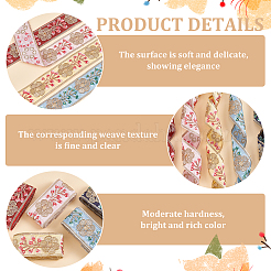 5 Yards 5 Colors Polyester Embroidery Flower Ribbon&nbsp;OCOR-FG0001-87