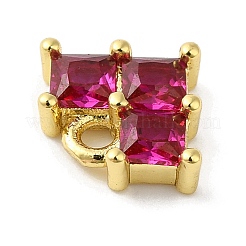 Real 18K Gold Plated Rack Plating Brass Micro Pave Cubic Zirconia Charms&nbsp;KK-F854-13G