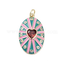 Rack Plating Brass Micro Pave Clear Cubic Zirconia Pendants&nbsp;KK-H474-23G