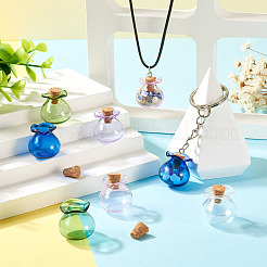 6Pcs 6 Colors Lucky Bag Shape Glass Cork Bottles Ornament&nbsp;AJEW-TA0001-73