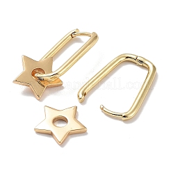 Brass Dangle Hoop Earrings&nbsp;EJEW-L269-051G