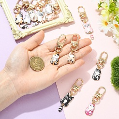 12Pcs 12 Styles Plating Alloy Enamel Cat Shape Pendant Decorations&nbsp;HJEW-YW00486