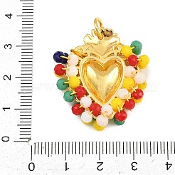 Alloy & Glass Seed Beaded Pendants&nbsp;GL-CBA96FD-01G-03