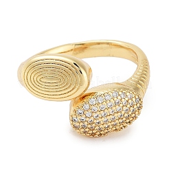 Rack Plating Brass Pave Clear Cubic Zirconia Open Cuff Rings&nbsp;RJEW-M172-10G