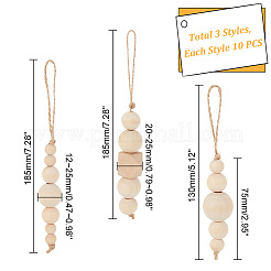 30Pcs 3 Style Christmas Round Wooden Beaded Pendant Decorations&nbsp;HJEW-GA0001-47