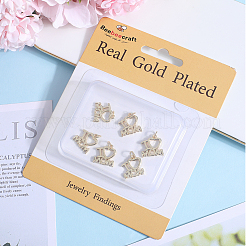 8Pcs Mother's Day Rack Plating Brass Charms&nbsp;KK-BBC0013-94