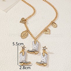 Cowboy Boots Zinc Alloy Earrings & Necklaces Sets for Women&nbsp;FS-WGC30FE-01