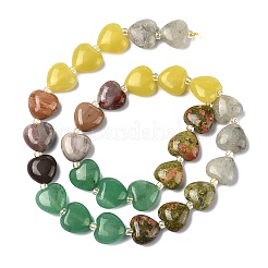 Gradient Color Natural Green Aventurine & Labradorite & Lemon Jade & Unakite & Petrified Wood Beads Strands&nbsp;G-B185-A07