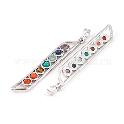 Chakra Natural Tiger Eye & Natural Lapis Lazuli & Natural Carnelian & Synthetic Turquoise & Glass Big Pendants&nbsp;G-NH0025-03P