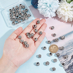 60Pcs 12 Styles Hollow Tibetan Style Alloy European Beads&nbsp;TIBEB-GO0001-04