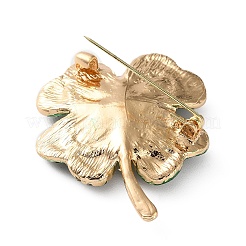Clover Alloy Rhinestone Lapel Pins for Backpack Clothes&nbsp;X-JEWB-H032-02G