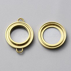 Flat Round 304 Stainless Steel Floating Lockets Connector Charms&nbsp;FIND-WH0032-57G-01