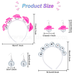 Bling Glass Disco Ball & Plastic Cap 2 Pairs Dangle Earrings & 2Pcs Hair Band&nbsp;SJEW-AN0001-07