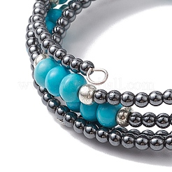 Non-magnetic Synthetic Hematite Bead & Synthetic Turquoise Bangle Making&nbsp;BJEW-JB10990