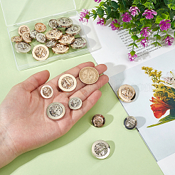 24Pcs 4 Styles 1-Hole Zinc Alloy Flat Round with Bees Buttons&nbsp;BUTT-CA0001-29
