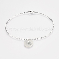Brass Real Platinum Plated Cable Chains Charms Anklets&nbsp;AJEW-AN00231