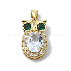 Rack Plating Real 18K Gold Plated Brass Micro Pave Cubic Zirconia Pendants&nbsp;KK-B084-05G