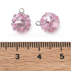 Brass Pave Pink Cubic Zirconia Charms&nbsp;CU-CBAD360-08P-03