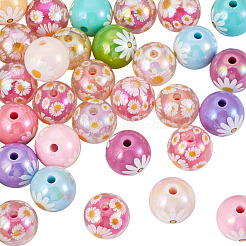 30Pcs 2 Styles Printed Transparent & Opaque Acrylic Beads&nbsp;MACR-TA0003-01