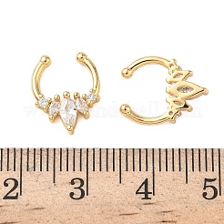 Brass Pave Clear Cubic Zirconia Circular/Horseshoe Barbell Nose Rings&nbsp;EJEW-D337-18C-G