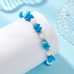 Natural & Synthetic Gemstone & Natural Malaysia Jade Chips Beads Braided Bead Bracelets&nbsp;BJEW-MZ00330