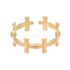 Ion Plating(IP) 304 Stainless Steel Cross Open Cuff Ring for Women&nbsp;RJEW-K245-26G
