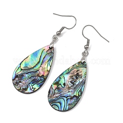 Teardrop Natural Paua Shell Dangle Earrings for Women&nbsp;EJEW-JE07135