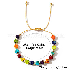 Pride Month Rainbow Heart Resin & Brass Beads Braided Bead Bracelets for Women&nbsp;KI7192