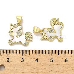 Brass Micro Pave Clear Cubic Zirconia Pendants&nbsp;KK-K365-12A-G