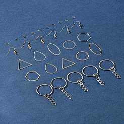 DIY Hexagon/TeardropOval/Triangle Brass Dangle Earring Jewelry Making Kits&nbsp;DIY-FS0007-62