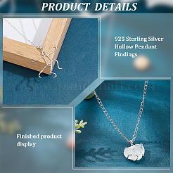 1Pc Rhodium Plated 925 Sterling Silver Hollow Pendant Findings&nbsp;STER-BC0002-09