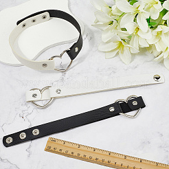3Pcs 3 Styles Adjustable Gothic Two Tone PU Leather Alloy Heart Choker Necklaces for Women&nbsp;NJEW-CL0007-08