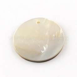 Flat Round Black Lip Shell Pendants&nbsp;SHEL-R009-32