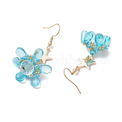 Star Glass Seed Beads Dangle Earrings&nbsp;EJEW-MZ00428-01