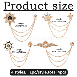 4Pcs 4 Styles Alloy Hanging Chain Brooch&nbsp;JEWB-FH0002-20