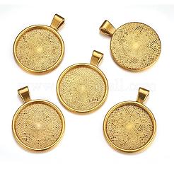 Flat Round Alloy Pendant Cabochon Settings&nbsp;PALLOY-A15654-AG