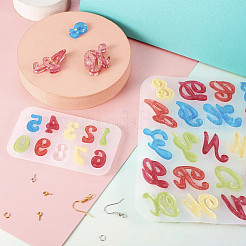 2Pcs 2 Style Letter & Number Silicone Pendant Molds&nbsp;DIY-TA0005-69