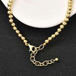 Brass Micro Pave Clear Cubic Zirconia Round Beaded Necklaces for Women&nbsp;NJEW-K392-17G