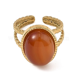 Natural Mixed Gemstone with 304 Stainless Steel Open Cuff Rings Set for Women&nbsp;RJEW-JR01115